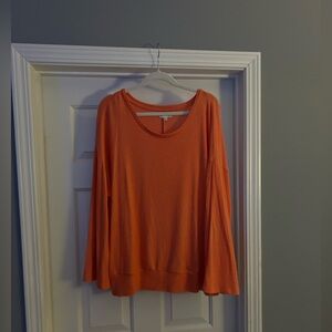 Coral/salmon super soft and lightweight sweater from Wonderly. Size 2x